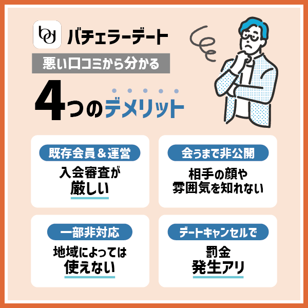 バチェラーデートの評判！悪い口コミから分かる4つのデメリット