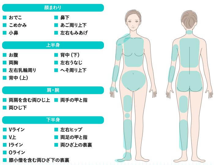 全身くまなく脱毛可